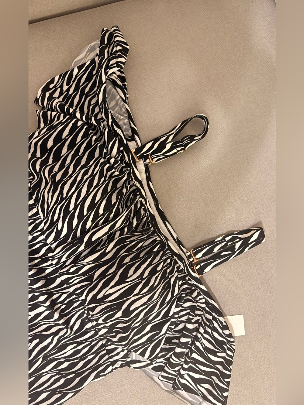 Raisins Curve Zebra Print Off Shoulder Tankini Top 22W Plus Size Swim NWT - Picture 6 of 6